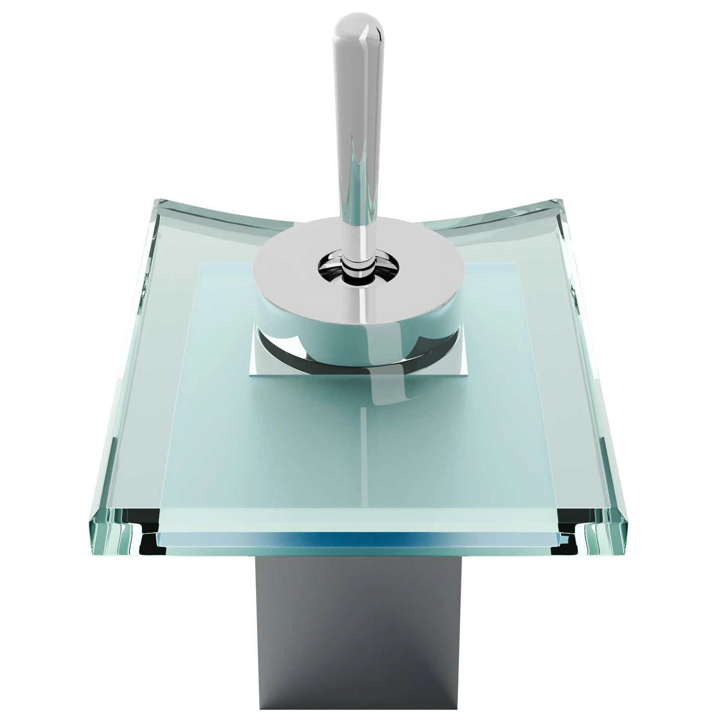 Novatto GF-010CH-C Monroe Single Lever Waterfall Lav Faucet, Chrome/Clear Glass