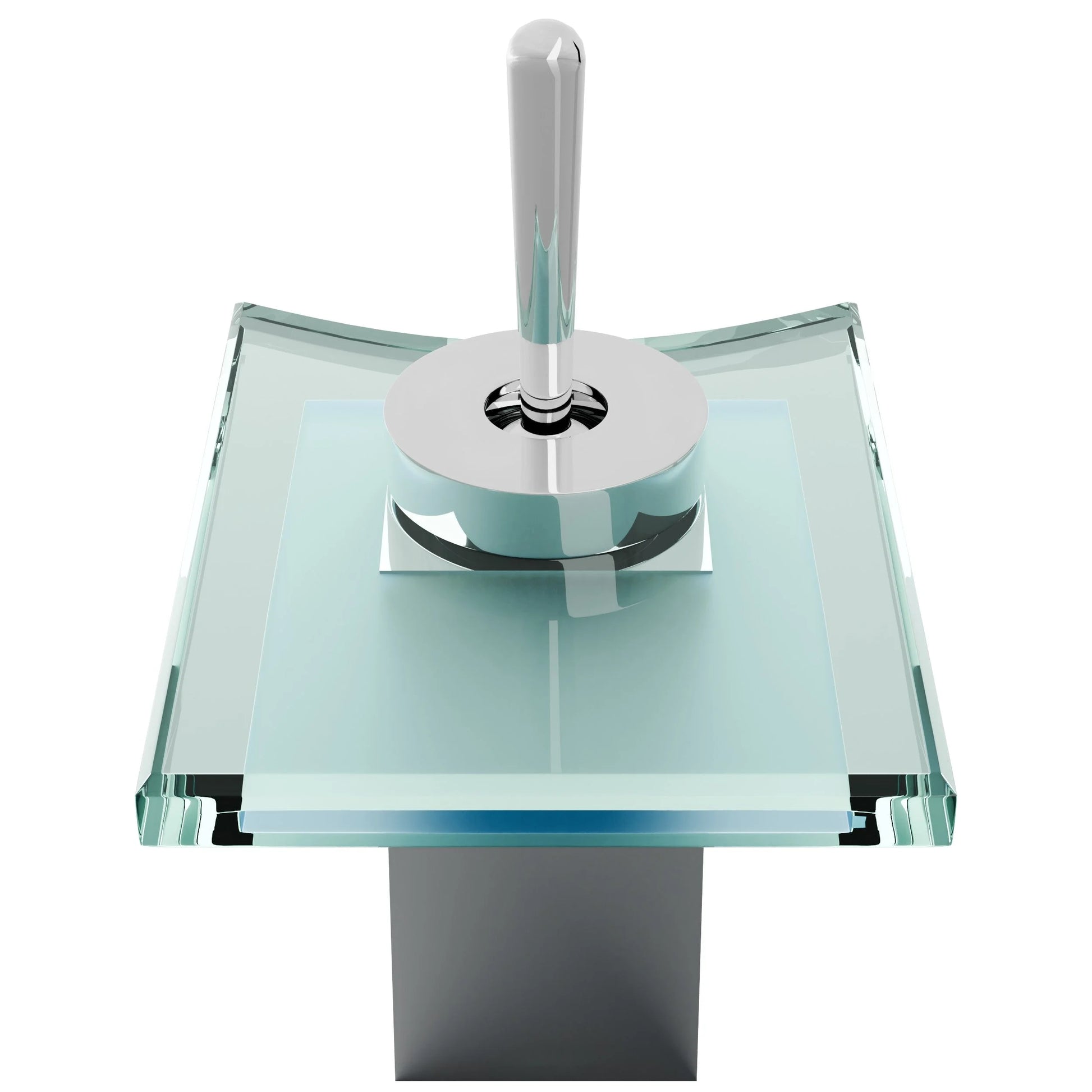Novatto GF-010CH-C Monroe Single Lever Waterfall Lav Faucet, Chrome/Clear Glass
