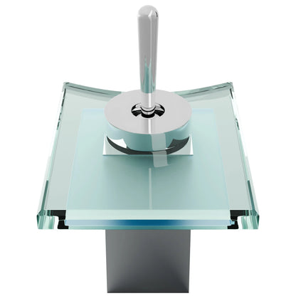 Novatto GF-010CH-C Monroe Single Lever Waterfall Lav Faucet, Chrome/Clear Glass