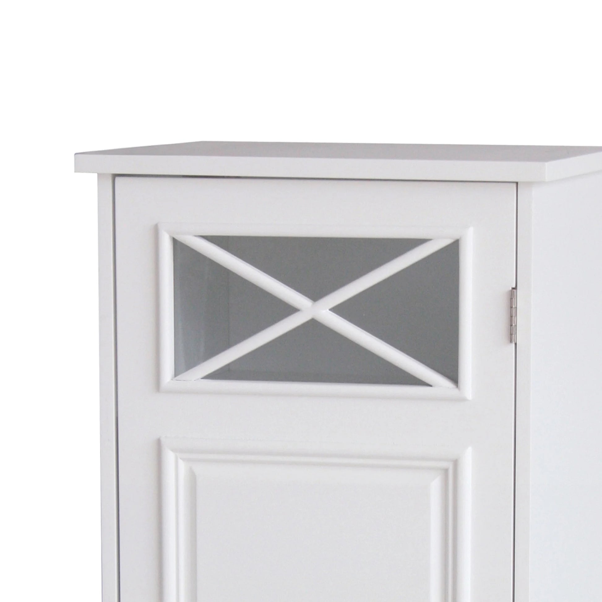 Teamson Home Dawson Freestanding Floor Storage Accent Cabinet with Decorative Glass Panel, White