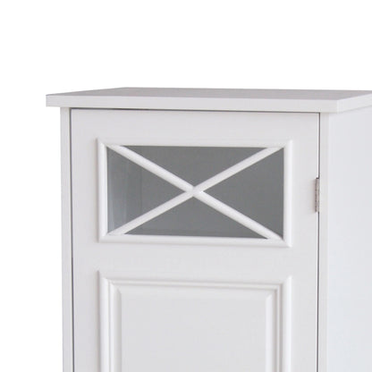 Teamson Home Dawson Freestanding Floor Storage Accent Cabinet with Decorative Glass Panel, White