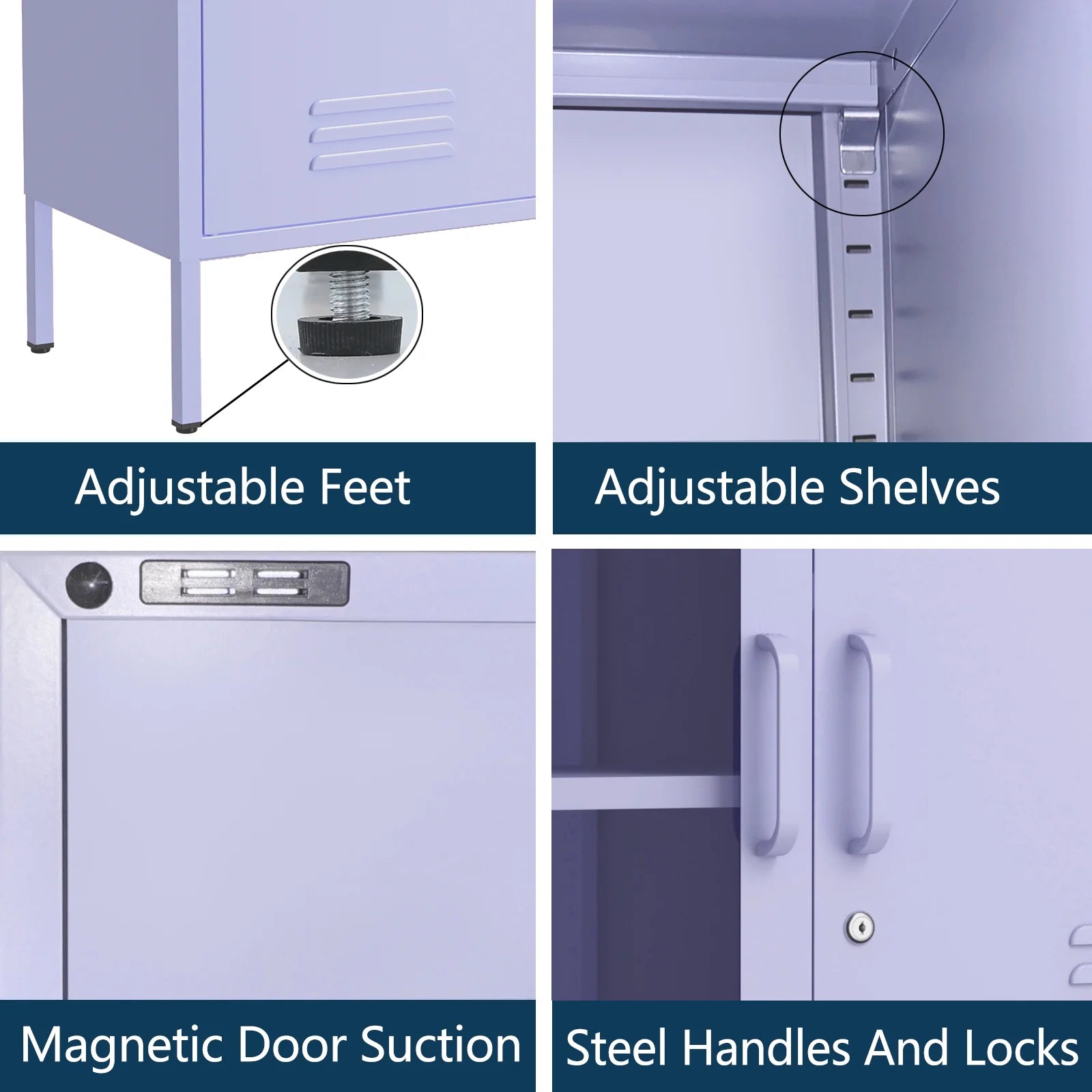 33 Inch Glass And Metal Storage Cabinet Adjustable Shelves 2 Door Lockable Lockers 3 Layer Multipurpose Lockers Laundry Room Or Utility Room Cabinet Home Purple Size 33"H X 29.5"W X 13.8"D