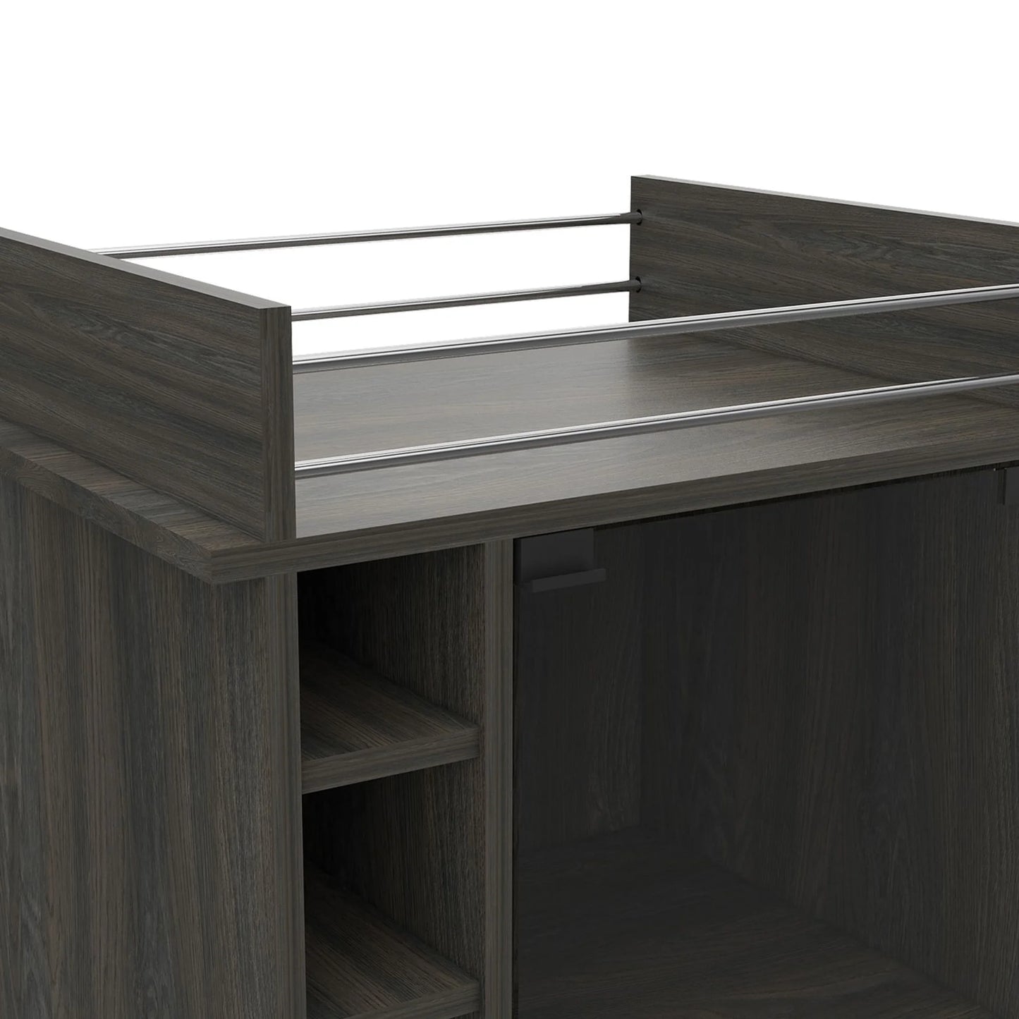 TUHOME Dukat Kitchen Bar Cart with Glass Door, Espresso