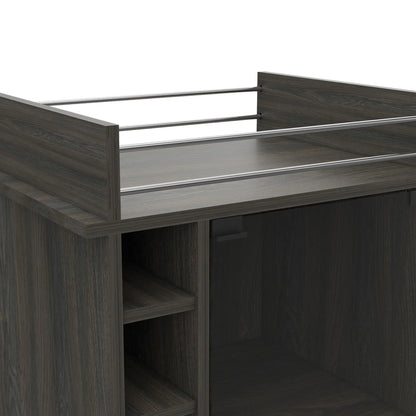 TUHOME Dukat Kitchen Bar Cart with Glass Door, Espresso