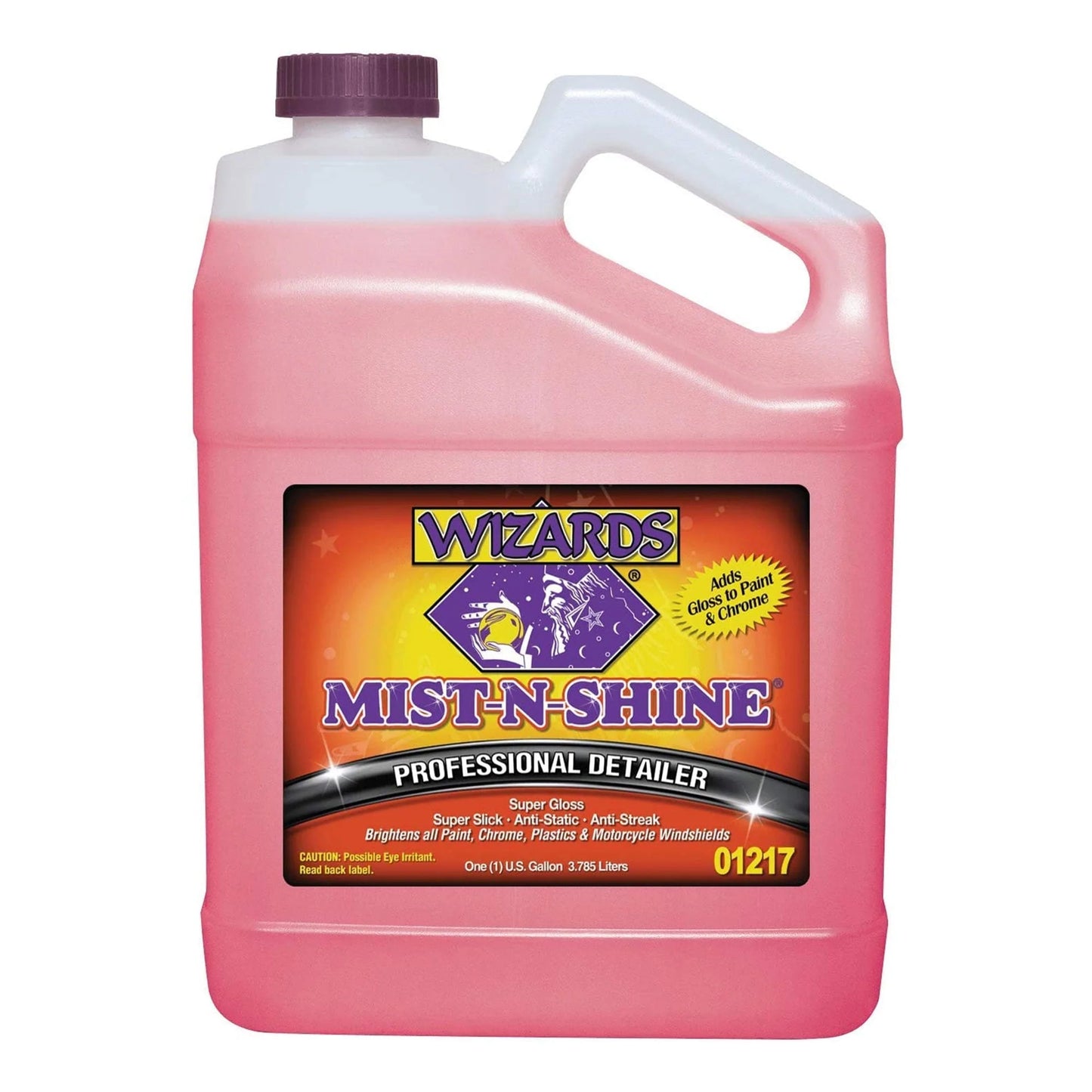 Wizards Mist-N-Shine Professional Detailer - Multi-Use Glass Cleaner and Scratch Remover for Vehicles - Adds Gloss to Paint, Chrome and Glass - 1 Gallon Refill for Spray Bottle -