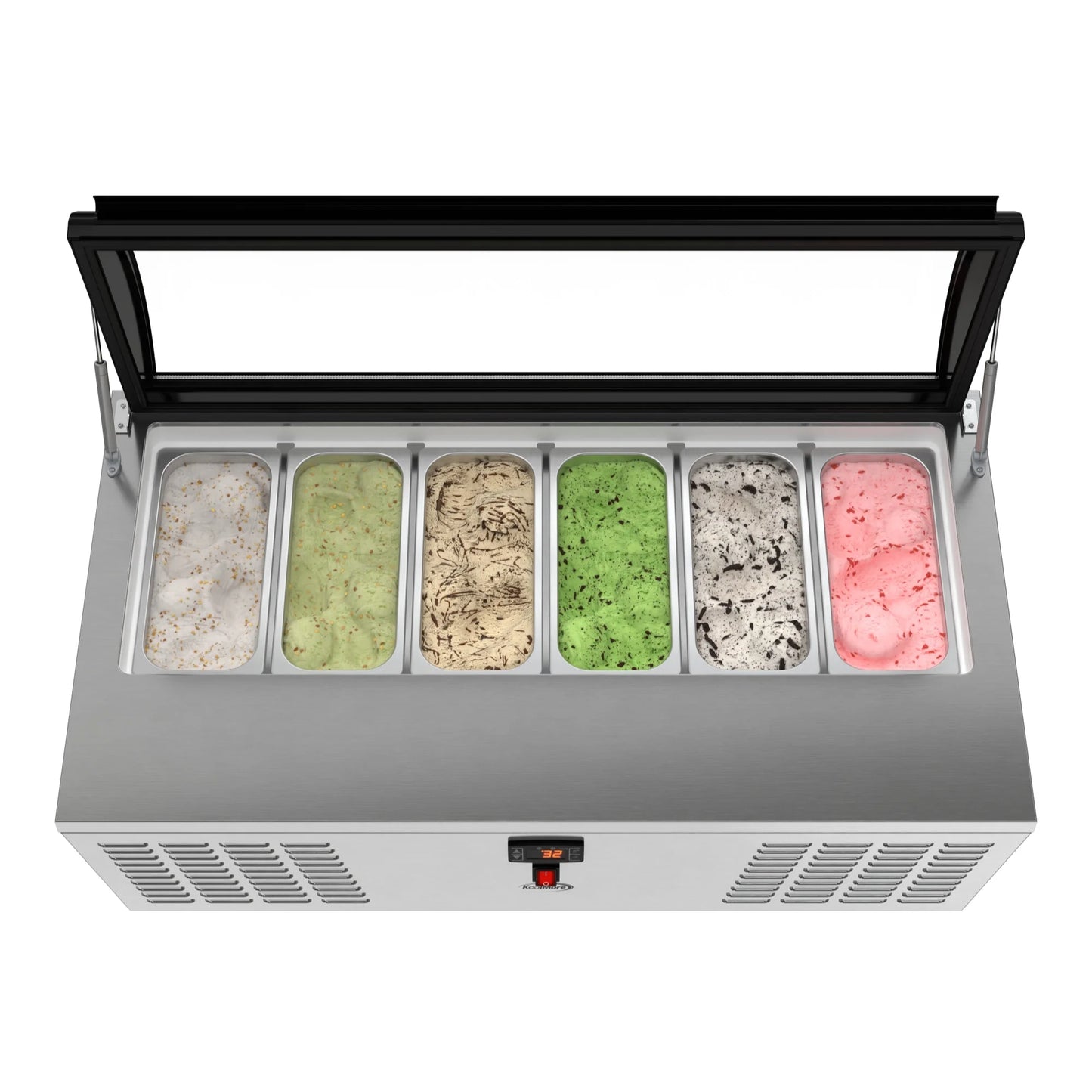 45 in. Countertop Ice Cream Display Freezer with Curved Glass Top and 6 Pans
