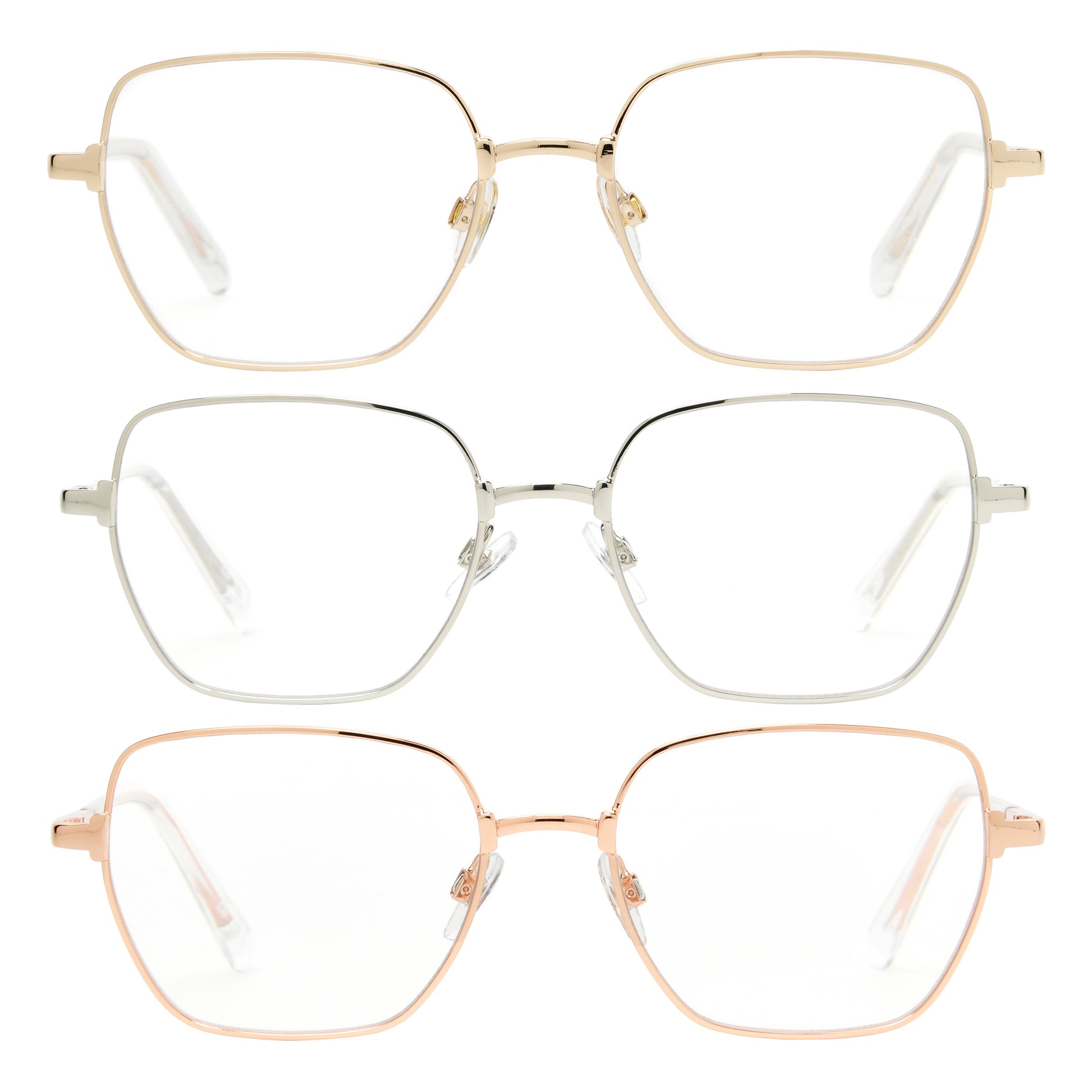 Design Optics by Foster Grant #827 Metal Geo Style Reading Glasses, 3-pack