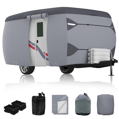 Fiberglass Travel Trailer Cover for 11'-13' 88" Wide Camper Cover 7 Layers Top RV Cover Windproof Strap Adhesive Repair Patches
