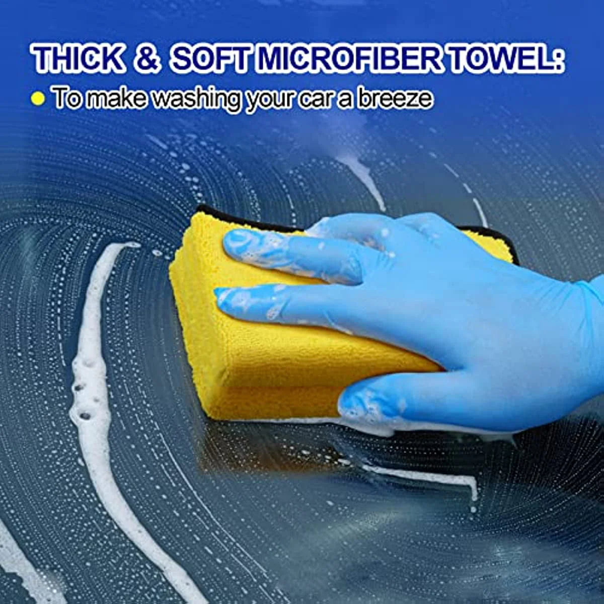 Car Wash Brush Kit with 41" Long Handle,5 in 1 Car Cleaning Mop,Microfiber Car Wash Brush,Glass Scrubber Vehicle Cleaner Kit,Blue