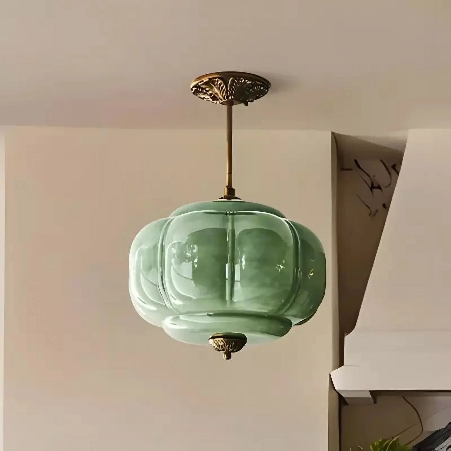 Arturesthome Eloise Scallop Milk Glass Semi-Flush Mount Pendant Ceiling Light
