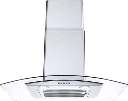 Range Hood 30 inch Convertible Wall Mount Range Hood with Tempered Glass 3 Speed Fan 450CFM