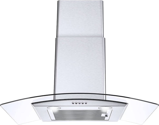 Range Hood 30 inch Convertible Wall Mount Range Hood with Tempered Glass 3 Speed Fan 450CFM