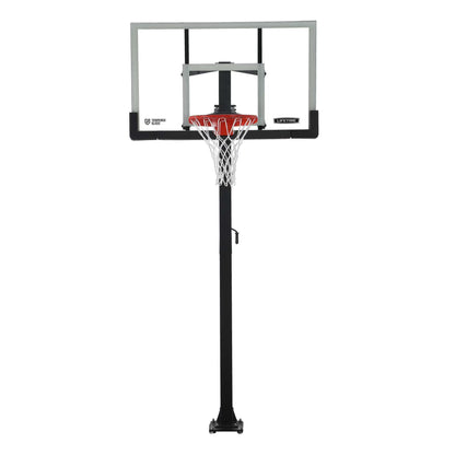 Lifetime 7.5ft. – 10ft. Adjustable Height 60” Tempered Glass Bolt-Down Basketball System (90569)
