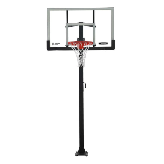 Lifetime 7.5ft. – 10ft. Adjustable Height 60” Tempered Glass Bolt-Down Basketball System (90569)