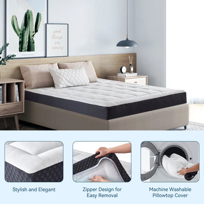ZUNMOS 10 Inch Twin Memory Foam Mattress for Cool Sleep, CertiPUR-US Certified Pressure Relieving, Removeable Cover Medium Firm Mattresses, Fiberglass Free, Mattress in a Box