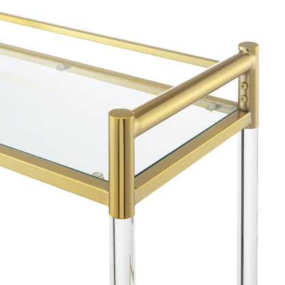Convenience Concepts Royal Crest 2 Tier Acrylic Glass Bar Cart, Gold/Glass