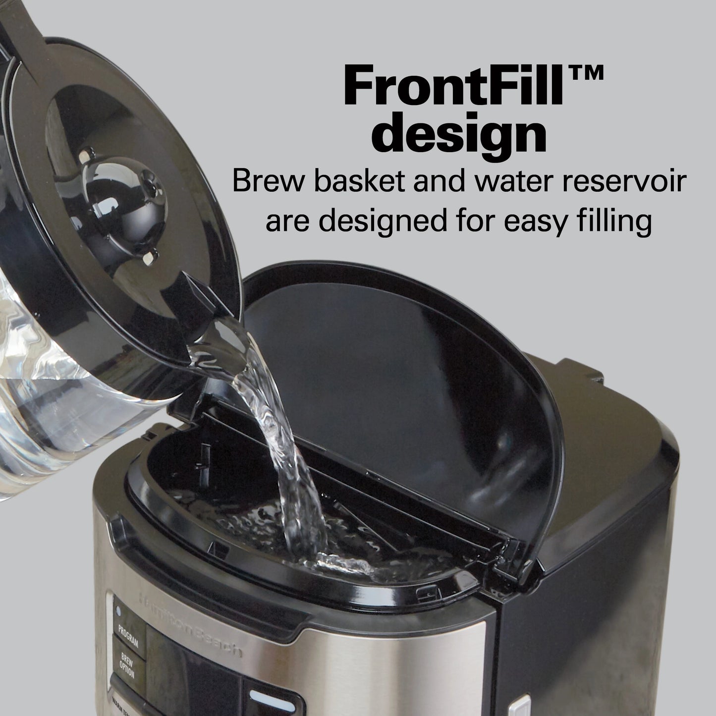 Hamilton Beach Front Fill 14-Cup Programmable Drip Coffee Maker Machine with Glass Coffee Pot, Cafetera, Black