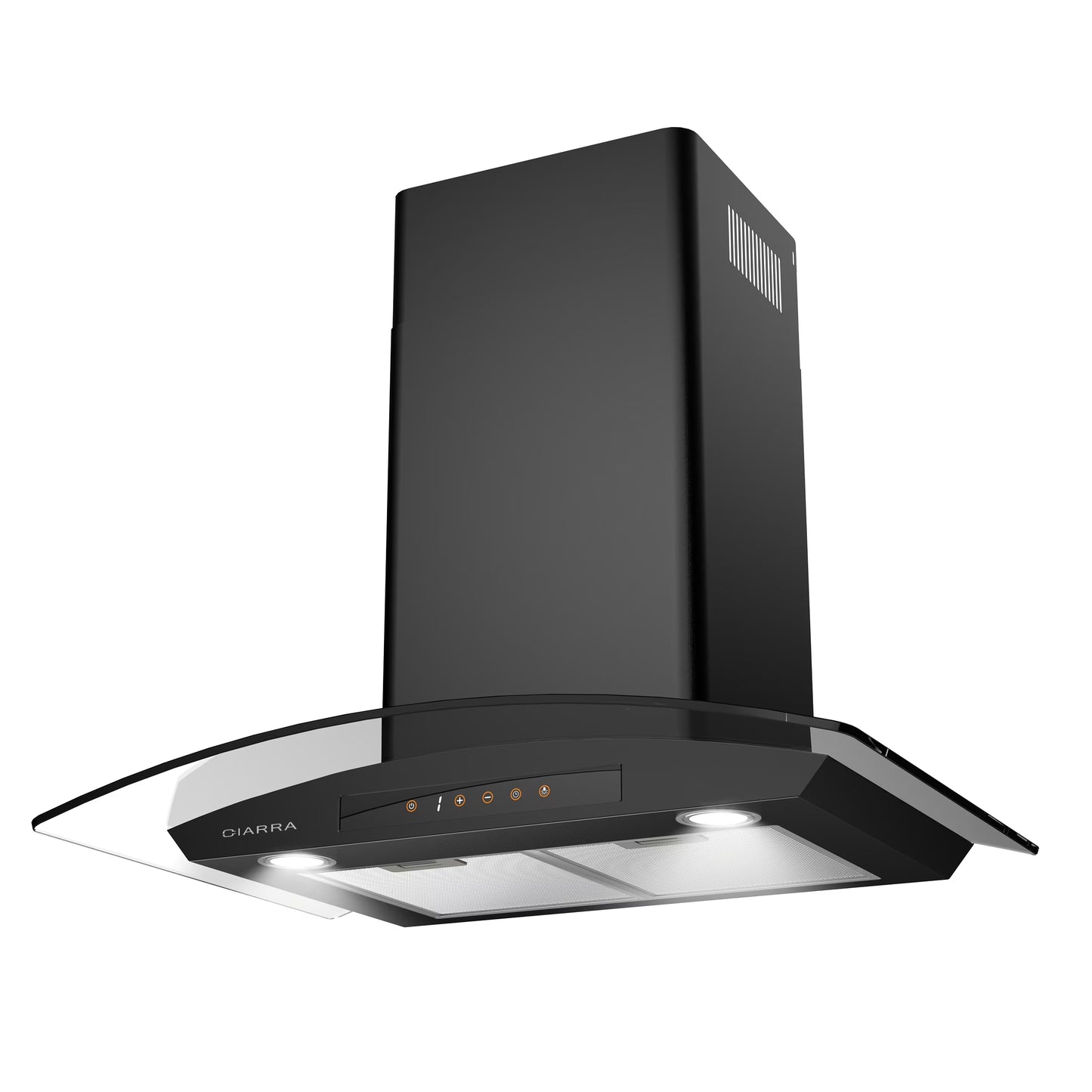 CIARRA Wall Mount Range Hood 30 inch with Tempered Glass 450 CFM Kitchen Vent Hood Ductless Ducted Convertible CAS50275