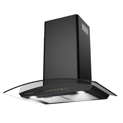 CIARRA Wall Mount Range Hood 30 inch with Tempered Glass 450 CFM Kitchen Vent Hood Ductless Ducted Convertible CAS50275