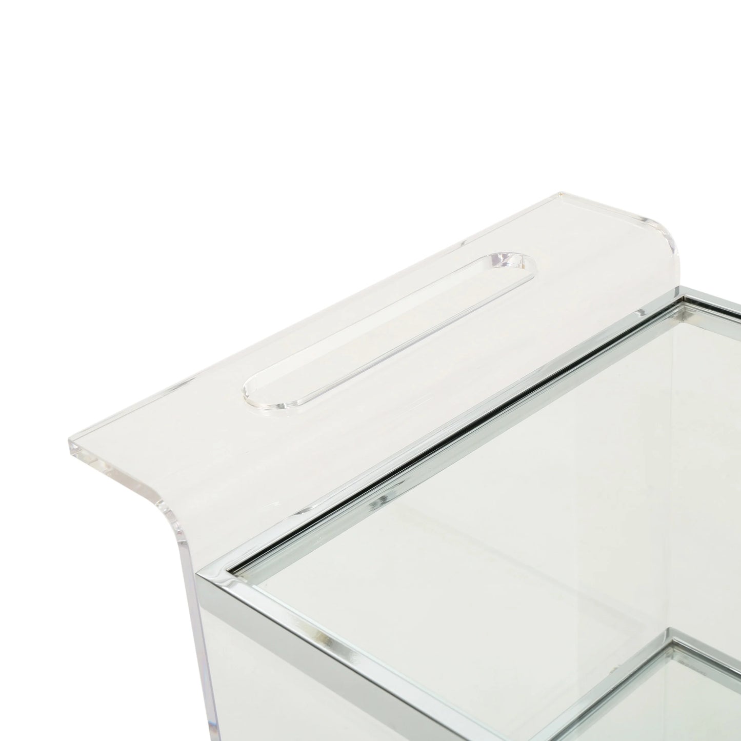 GDF Studio Dax Modern Glam Tempered Glass 3 Tiered Bar Cart, Clear