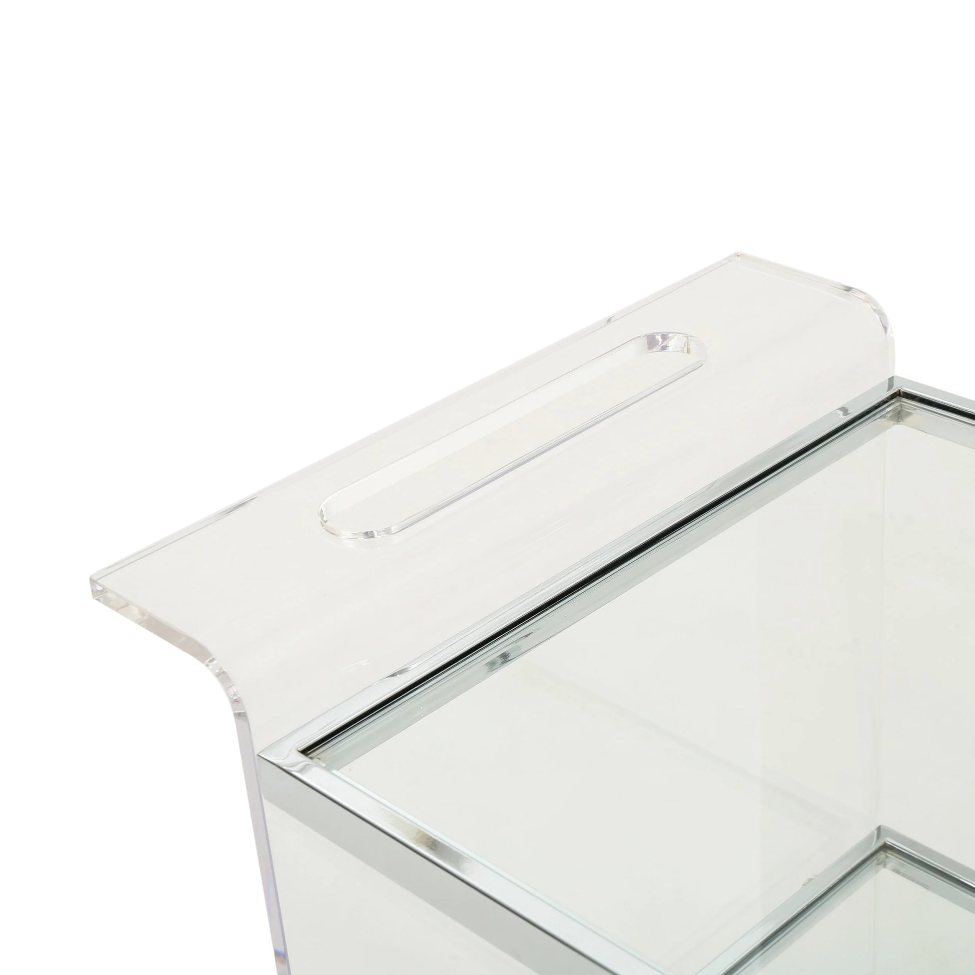 GDF Studio Dax Modern Glam Tempered Glass 3 Tiered Bar Cart, Clear