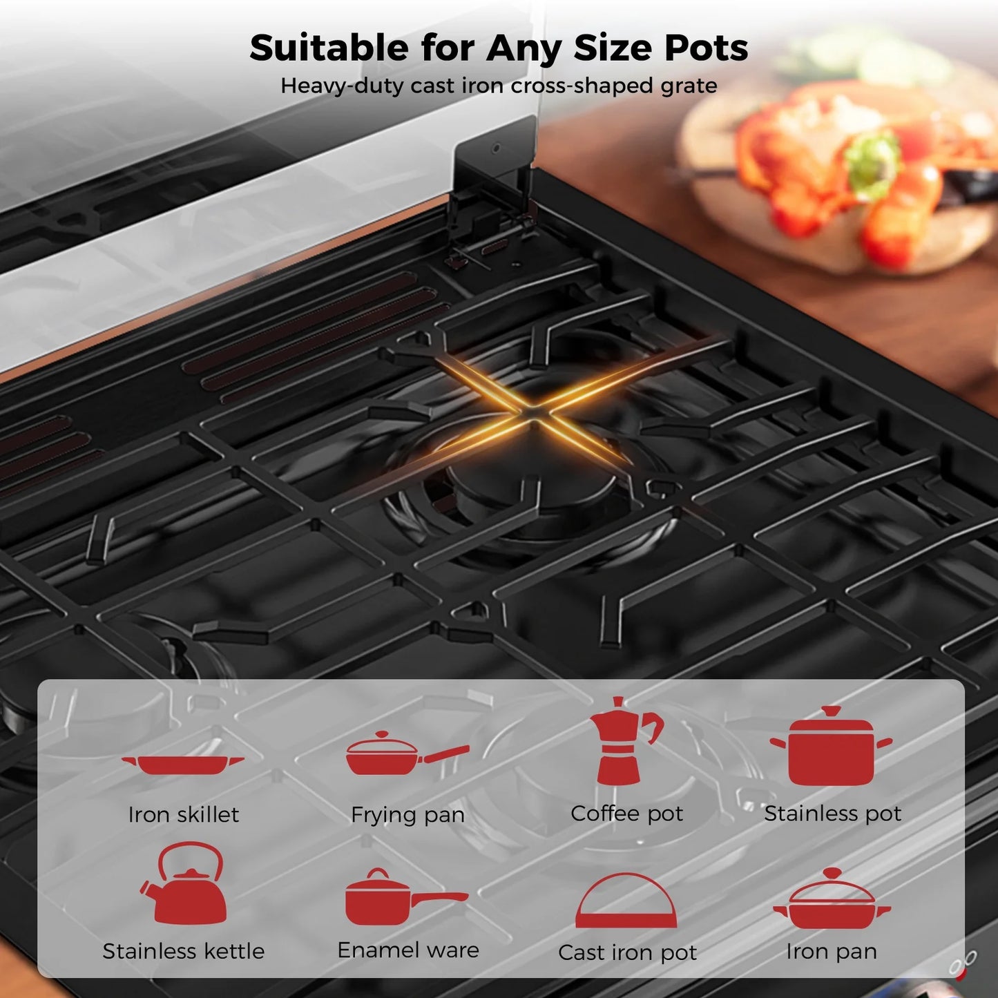CAMPLUX RV Cooktop 3 Burners Slide-in, Outdoor Propane Cooktop Stove with Tempered Glass Cover, 21 inches Gas Rangetop, 21,000BTU, Black