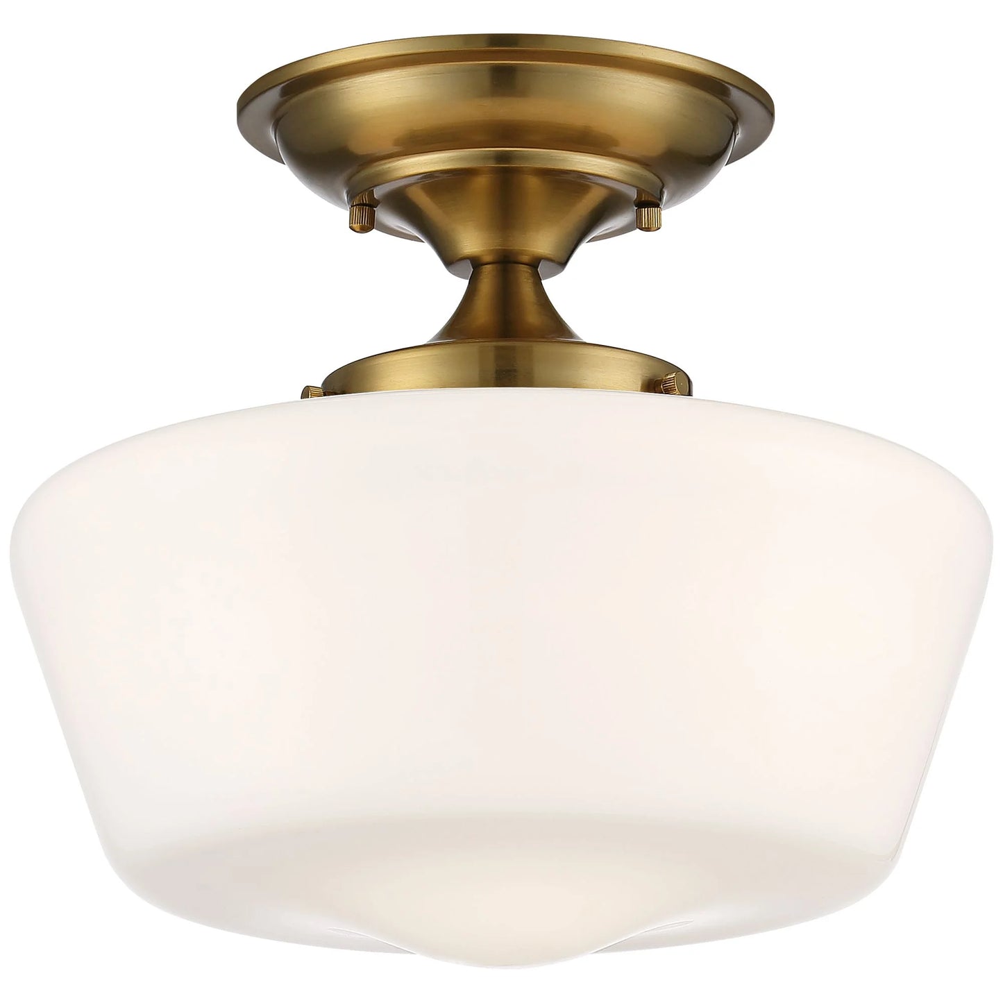 Regency Hill Rustic Farmhouse Ceiling Light Semi Flush Mount Fixture 12" Wide Soft Gold Opal White Glass for Bedroom Kitchen Living Room Hallway House