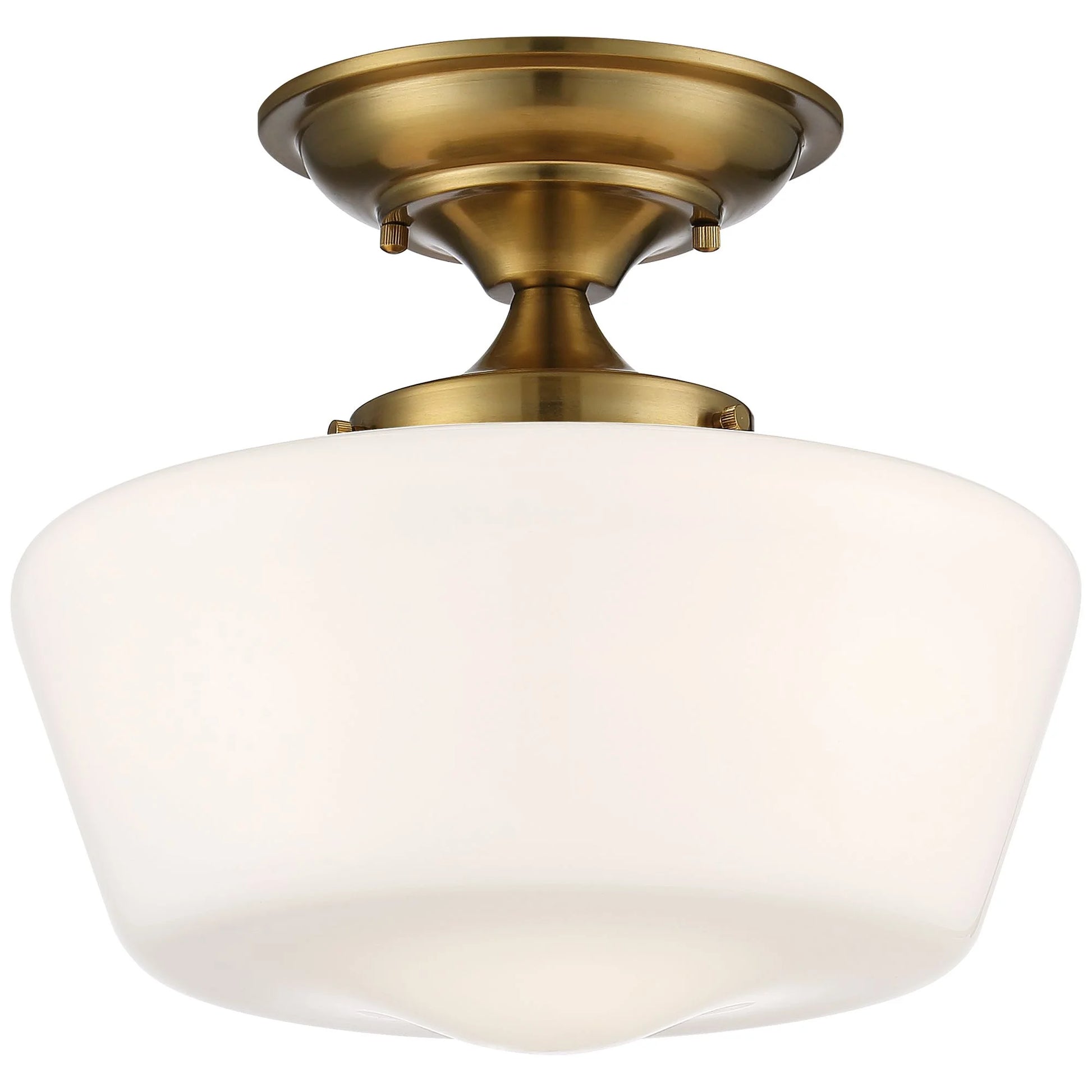 Regency Hill Rustic Farmhouse Ceiling Light Semi Flush Mount Fixture 12" Wide Soft Gold Opal White Glass for Bedroom Kitchen Living Room Hallway House