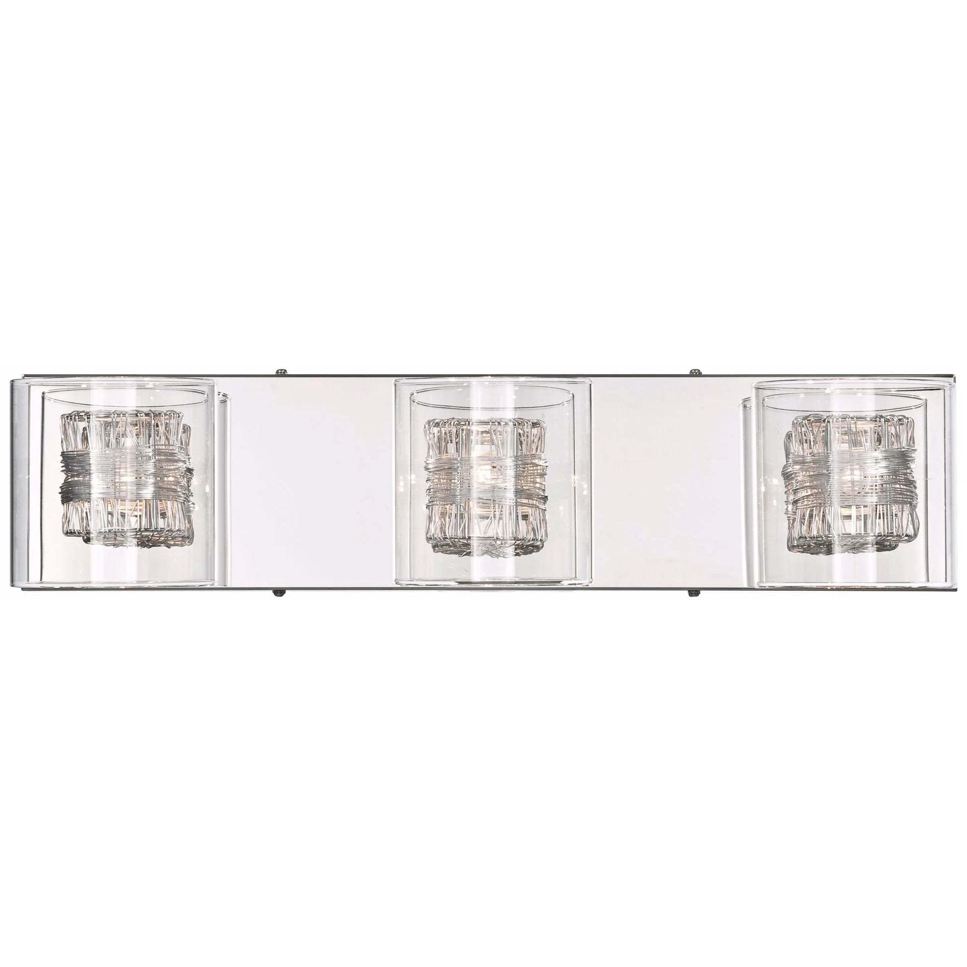 Possini Euro Design 3-Light Chrome Dimmable Vanity Light with Clear Glass Shades