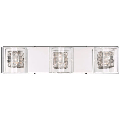 Possini Euro Design 3-Light Chrome Dimmable Vanity Light with Clear Glass Shades