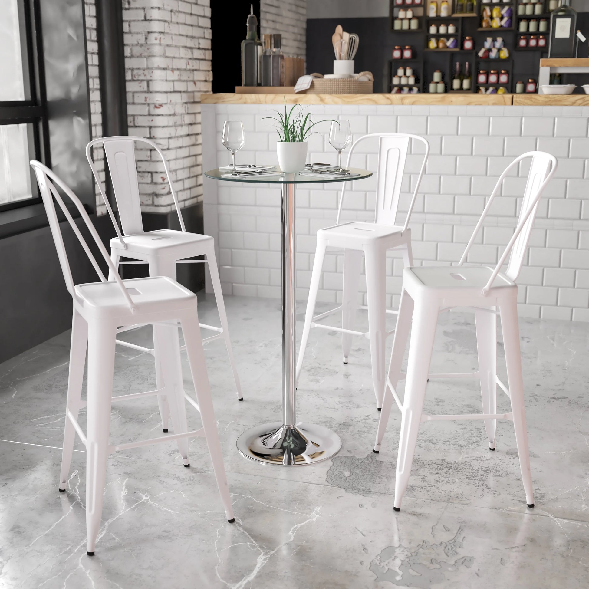 Flash Furniture 23.75'' Round Glass Table with 41.75''H Chrome Base