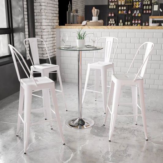Flash Furniture 23.75'' Round Glass Table with 41.75''H Chrome Base