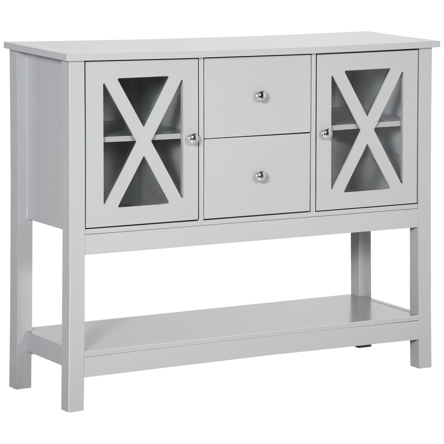 HOMCOM Coffee Bar Cabinet, Sideboard Buffet Cabinet, Kitchen Cabinet with Storage Drawers and Glass Door for Living Room, Entryway, White