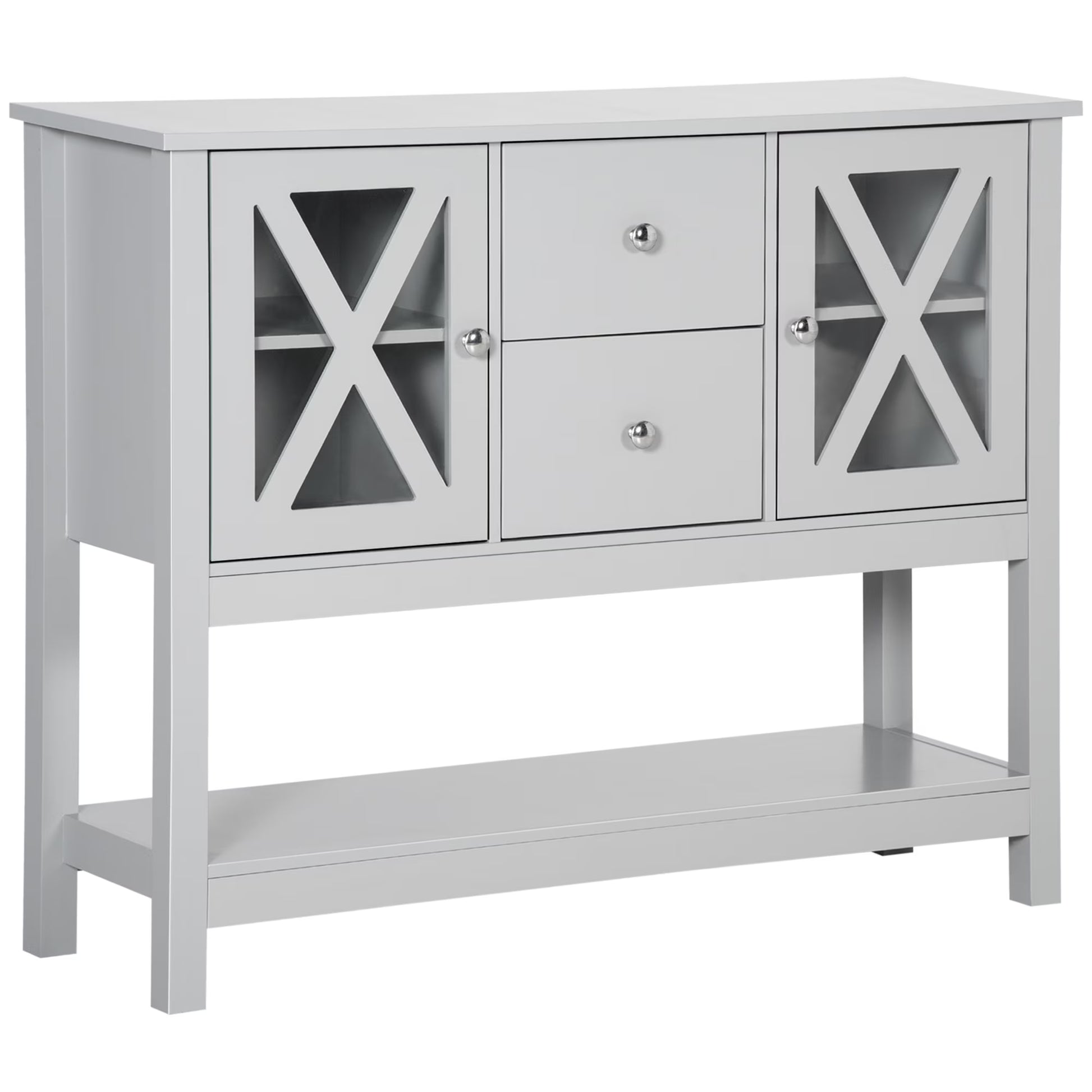HOMCOM Coffee Bar Cabinet, Sideboard Buffet Cabinet, Kitchen Cabinet with Storage Drawers and Glass Door for Living Room, Entryway, White
