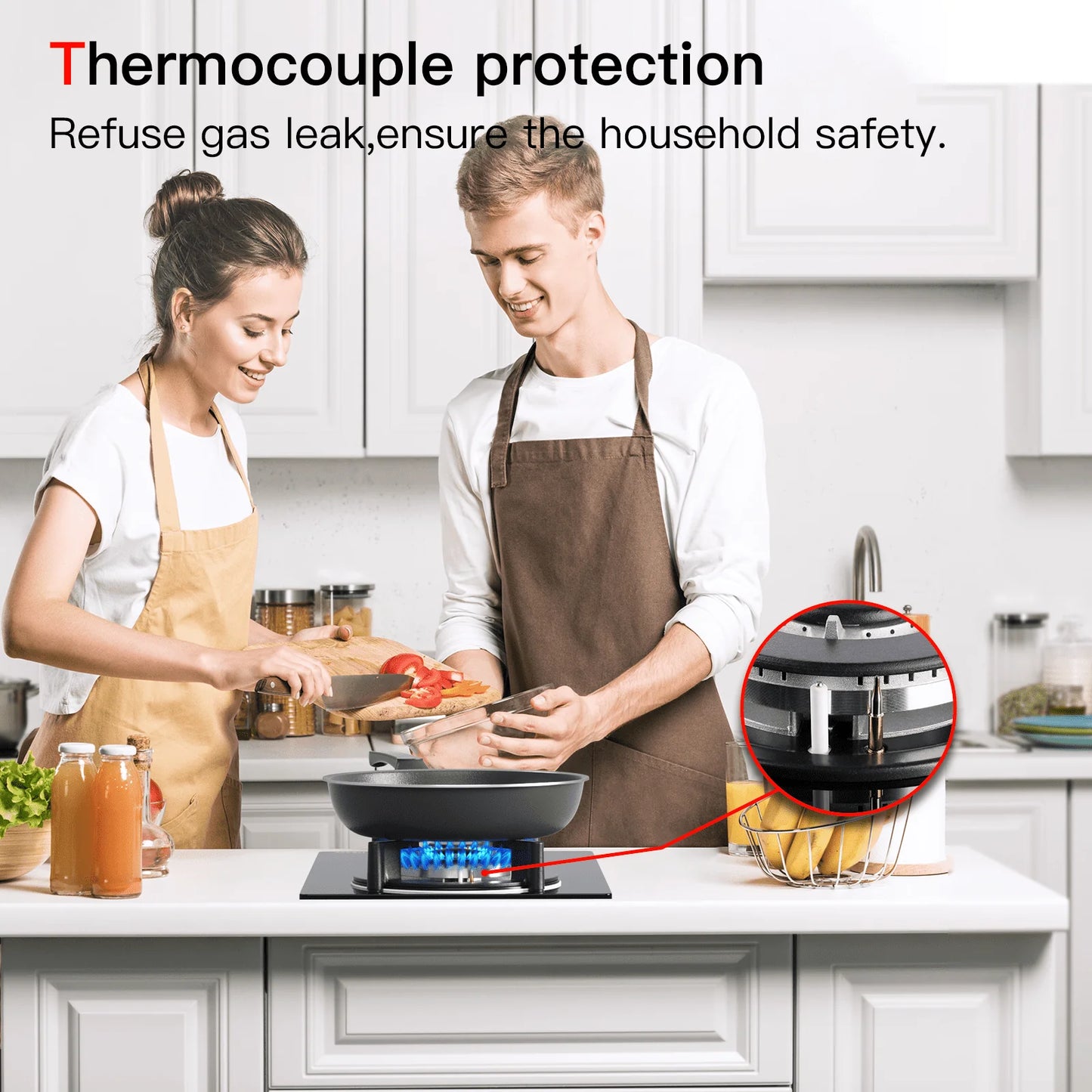 IsEasy Tempered Glass Gas Cooktop, 12 2 Burners 120V Built-in Gas Hob Suitable For Dual Fuel LPG/NG, Thermocouple Protection