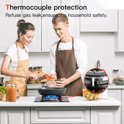 IsEasy Tempered Glass Gas Cooktop, 12 2 Burners 120V Built-in Gas Hob Suitable For Dual Fuel LPG/NG, Thermocouple Protection