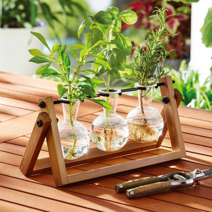 Better Homes & Gardens Painted Rectangle Glass and Wood Planter & Stand Set
