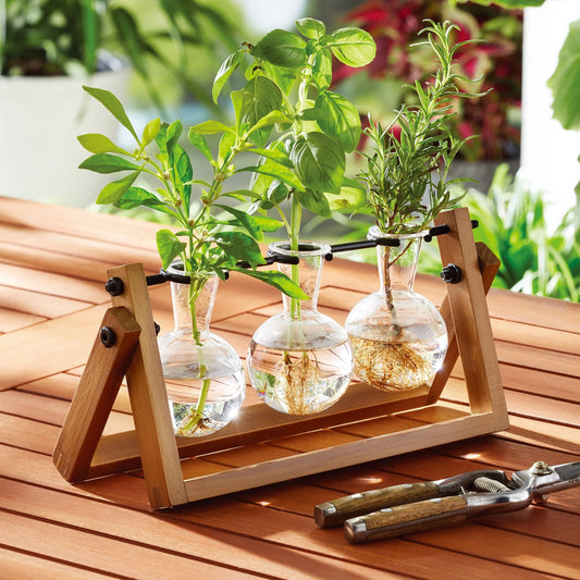 Better Homes & Gardens Painted Rectangle Glass and Wood Planter & Stand Set