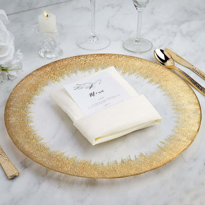 Efavormart 8 Pack - 13" Gold Glass Charger Plates Reusable Rim Charger Plates Spray Design Plates - Perfect for Wedding , Party Decorations, Banquet, Upscale Occasions, Birthday Celebrations