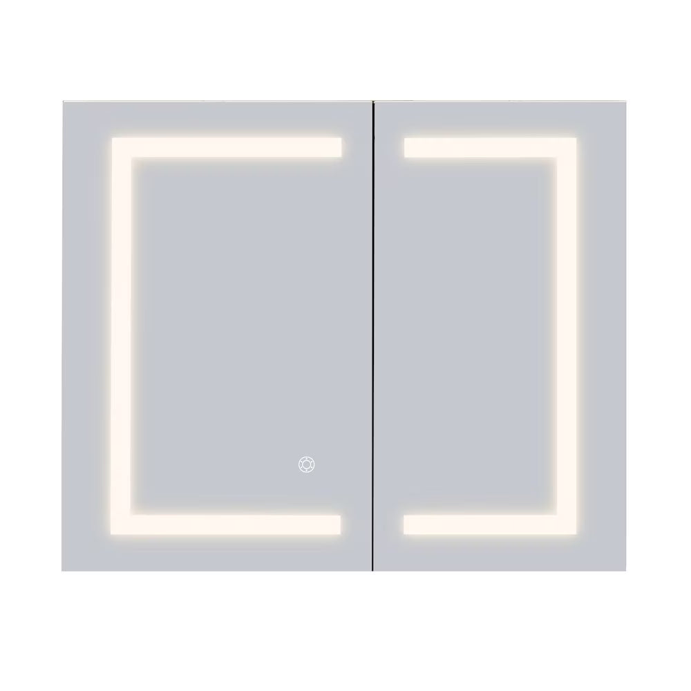 Hemnes 32" Frameless Silver Glass LED Lighted Bathroom Medicine Cabinet