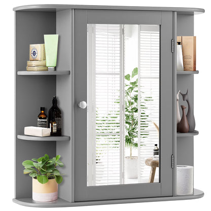 Costway, White, Medium Density Fiberboard, Multipurpose Mount Wall Surface Cabinet Mirror Glass, 26.00 x 6.50 x 23.50 Inches