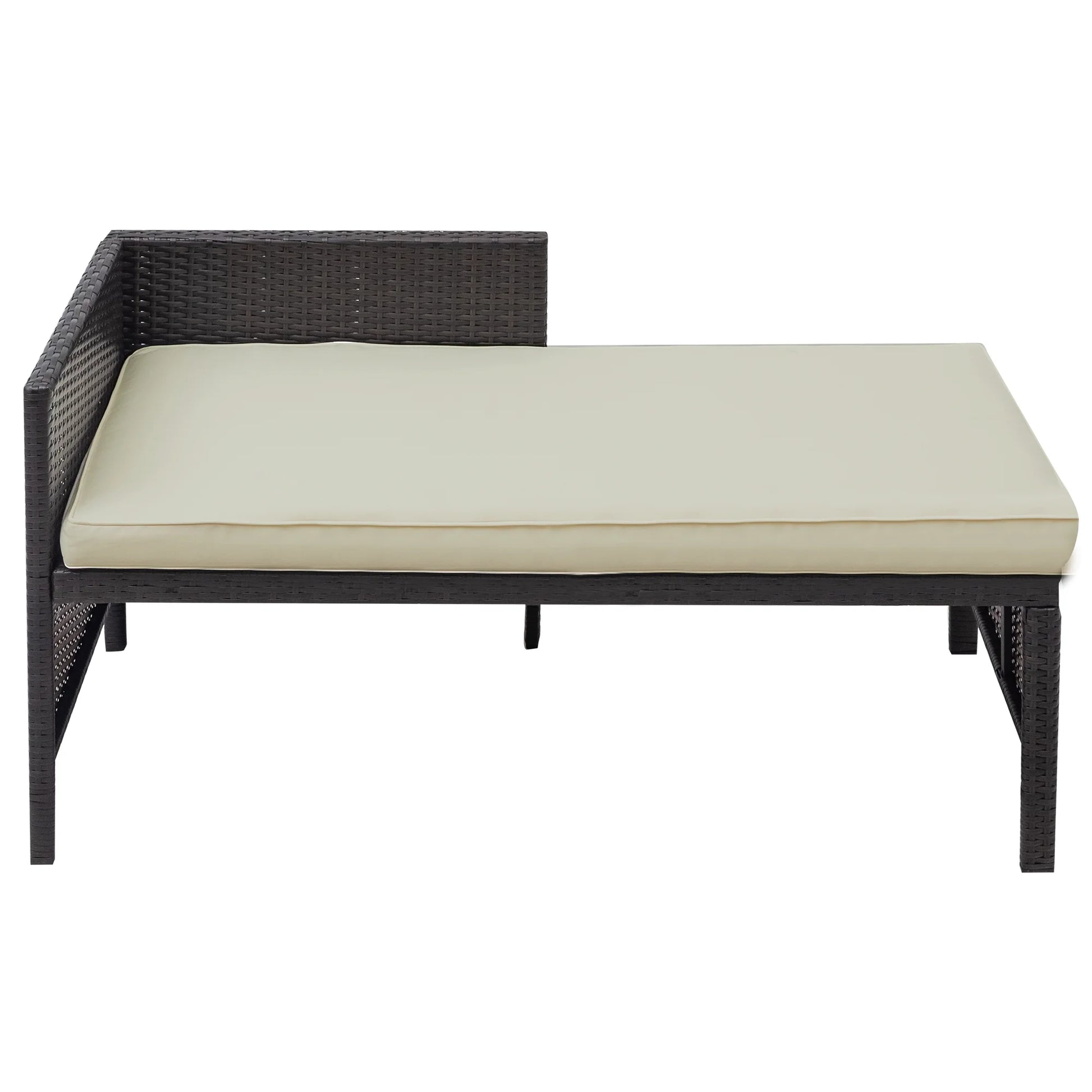 3 Pieces Patio Furniture Set, Outdoor Cushioned Sectional Sofa Set with Two-Seater Sofa, Lounge Sofa, Glass Coffee Table, PE Wicker Conversation Set for Backyard, Balcony, Poolside, Deck, D6027