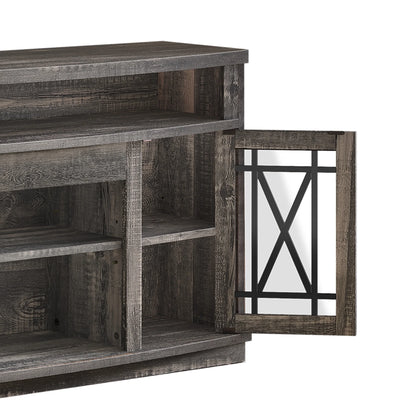 Dextrus TV Stand with LED Lights for TVs up to 70", Entertainment Center Media Console Cabinet with Glass Door, Rustic Gray