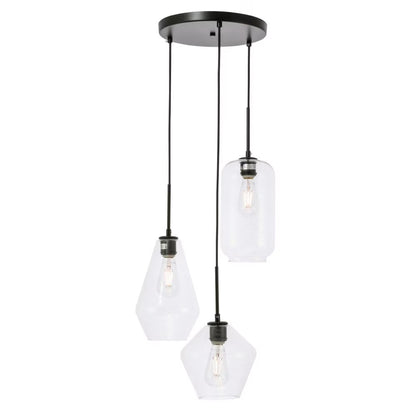 Gene 3 light Chrome and Clear glass pendant