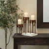 DecMode 16" x 25" Copper Aluminum Drip Accent Table with Melting Design and Shaded Glass Top, 1-Piece