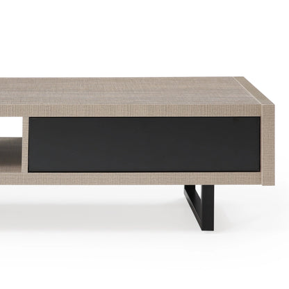 MF Studio Modern Glass Top Geometric Coffee Table, Black