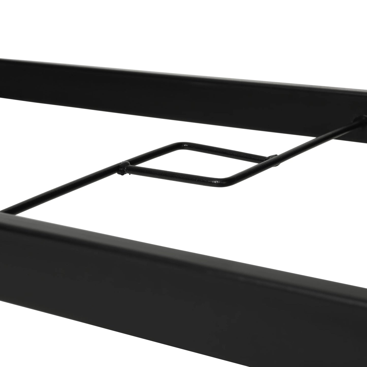 Emma + Oliver Rectangular Tempered Glass Top Patio Table with Umbrella Hole and Black Steel Tube Frame