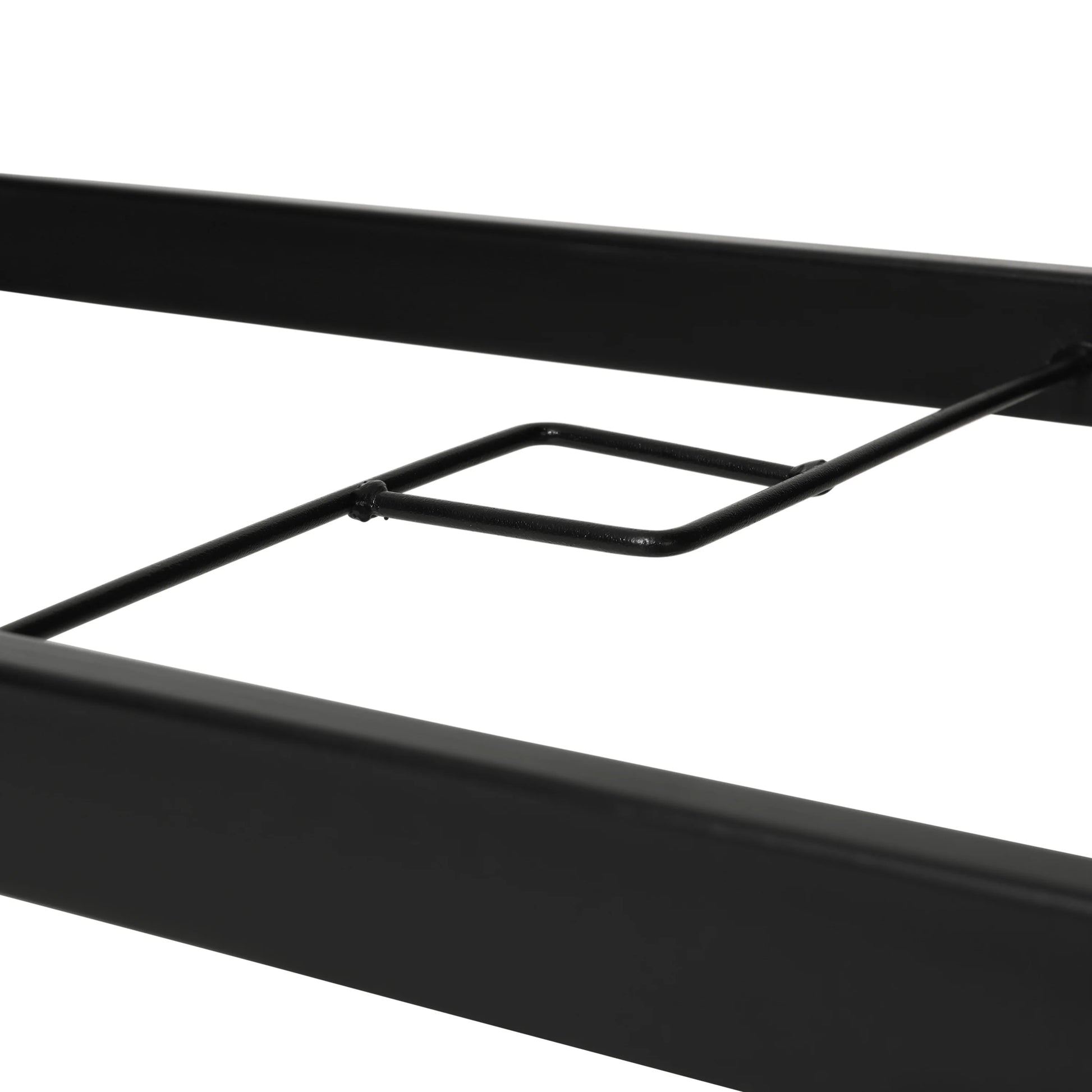 Emma + Oliver Rectangular Tempered Glass Top Patio Table with Umbrella Hole and Black Steel Tube Frame