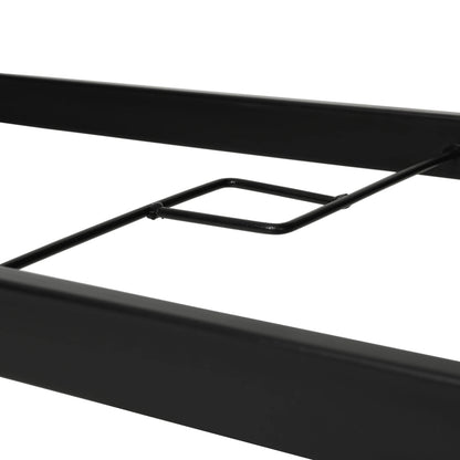 Emma + Oliver Rectangular Tempered Glass Top Patio Table with Umbrella Hole and Black Steel Tube Frame