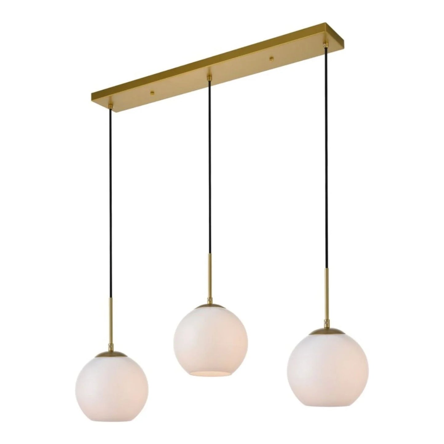 Baxter 3 Lights Brass Pendant With Frosted White Glass